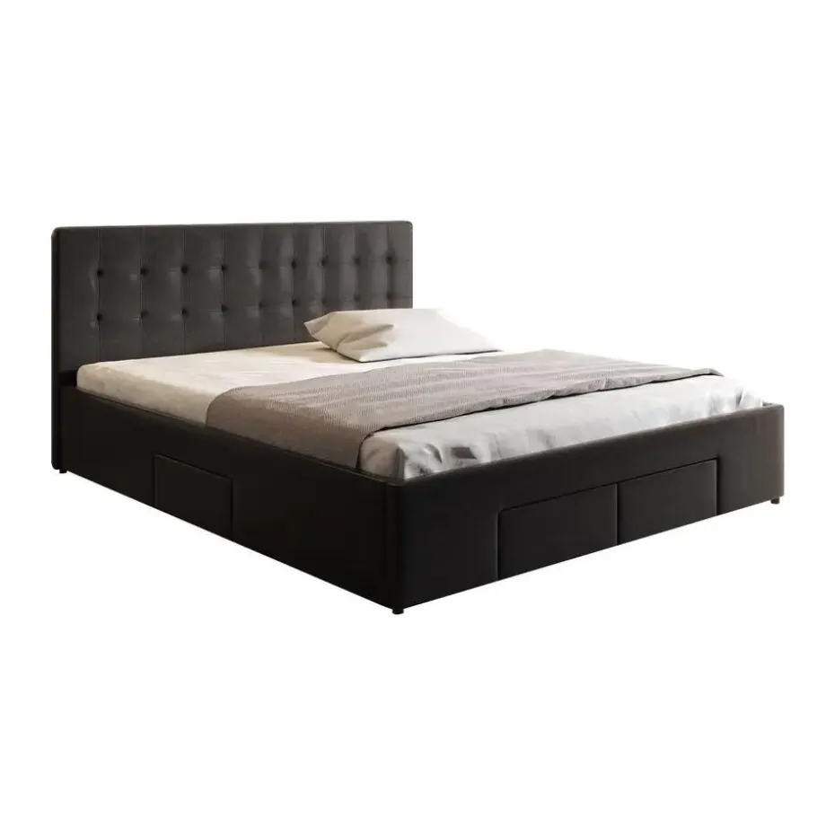 Meubella - Tweepersoonsbed Milo - Zwart - 180x200 cm