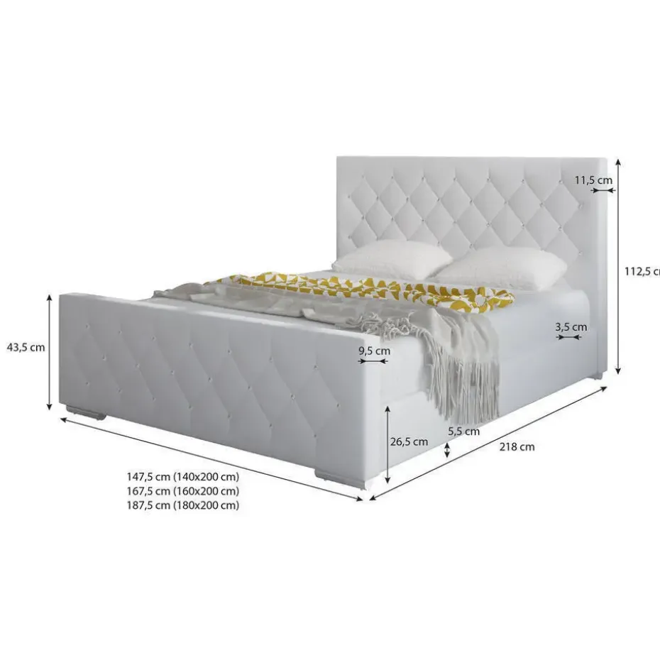 Meubella - Tweepersoonsbed Aventura Diamond - Zwart - 140x200 cm