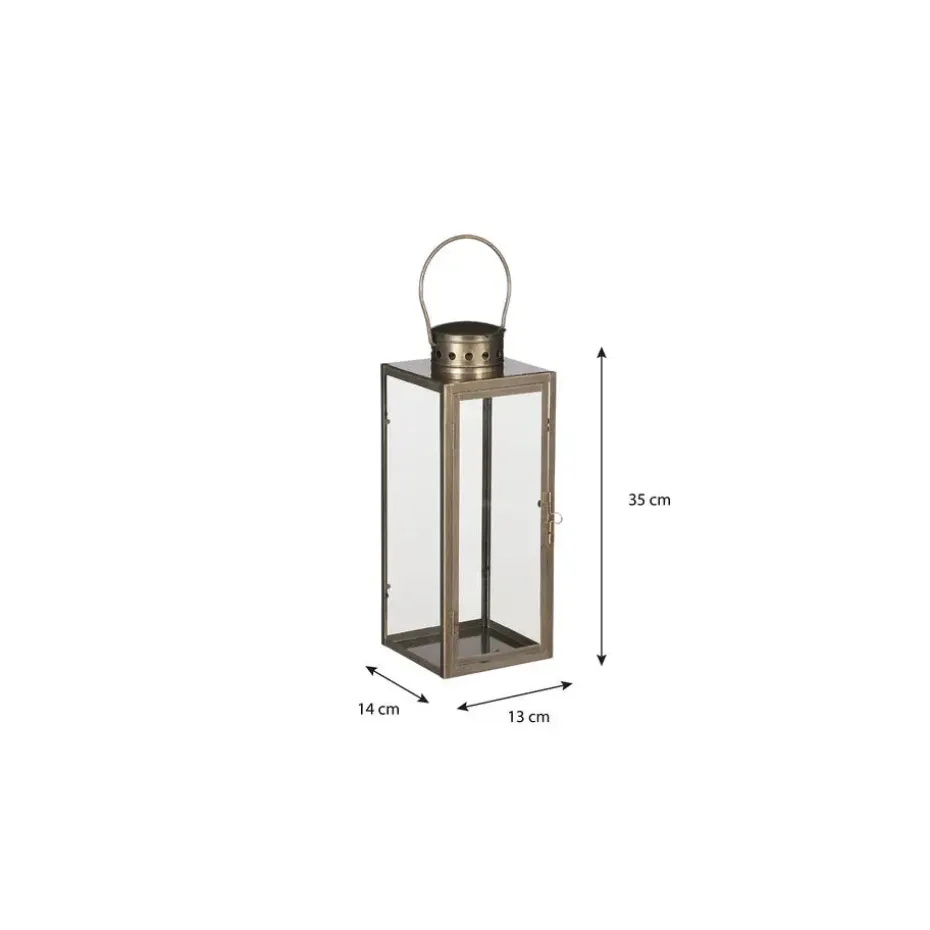 Mica Decorations Arzilla Lantaarn - L13,5 x B13 x H34,5 cm - Goud