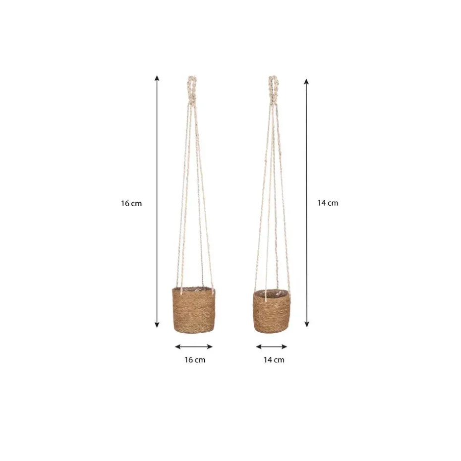 Mica Decorations Atlantic Plantenmand Set van 2 - Ø16 cm - Lichtbruin
