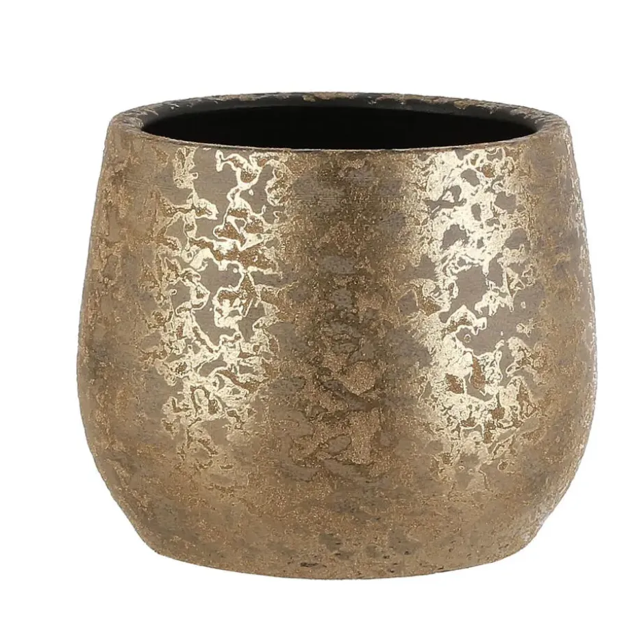 Mica Decorations Bloempot - goudkleurig - keramiek - 25 x 20 cm