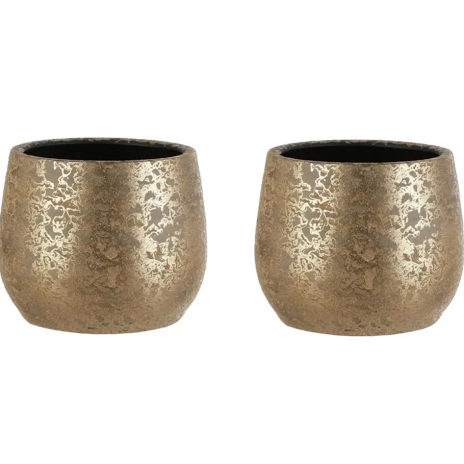 Mica Decorations Bloempot - goudkleurig - keramiek - 25 x 20 cm