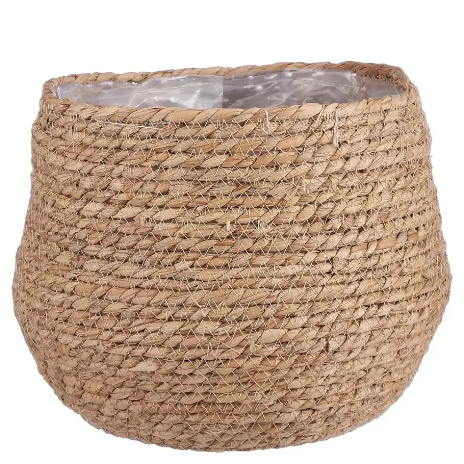 Mica Decorations Bloempot - rotan - naturel - jute - 24 x 26 cm