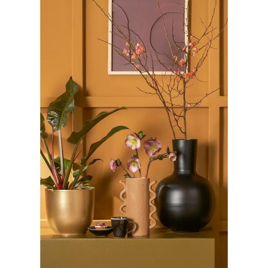 Mica Decorations Bloempot - goud - glanzend - keramiek - 19 x 18 cm