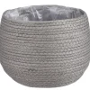 Mica Decorations Bloempot - rotan - grijs - jute - 22 x 19 cm