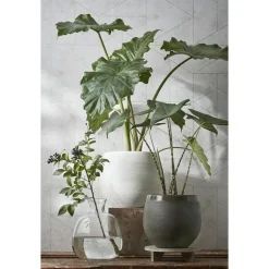 Mica Decorations Bloempot - donkergroen - keramiek - 16 x 13 cm