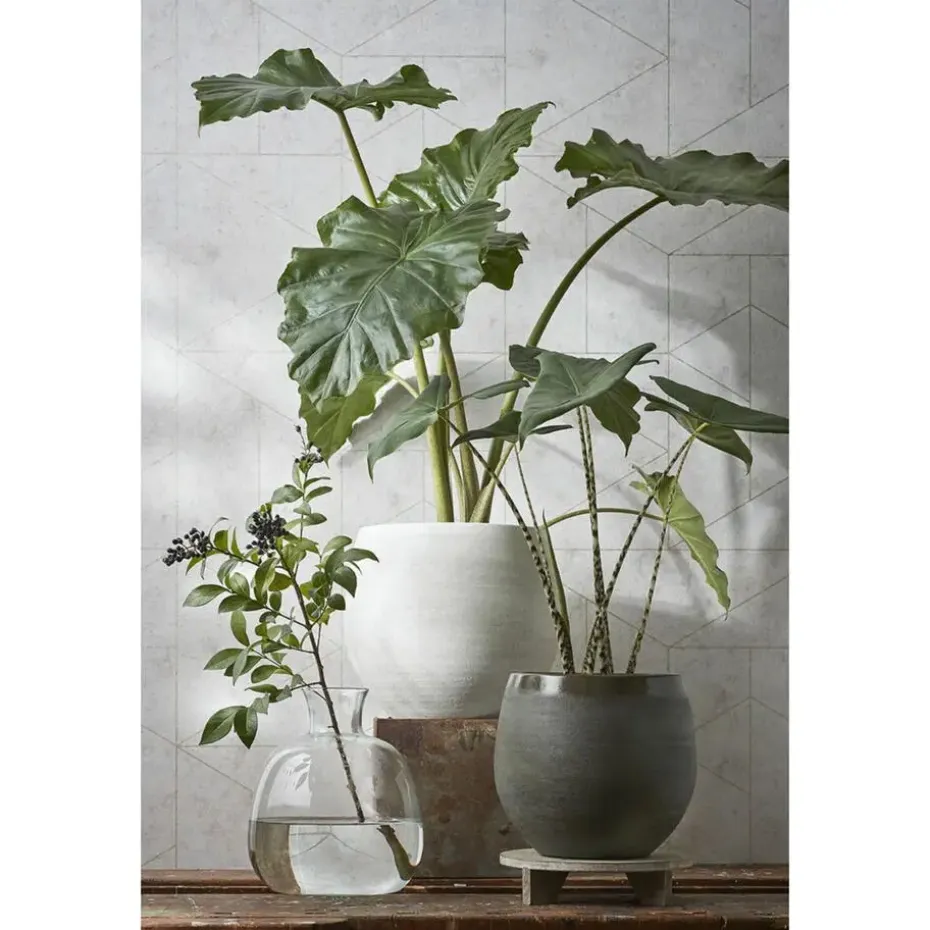 Mica Decorations Bloempot - donkergroen - keramiek - 16 x 13 cm