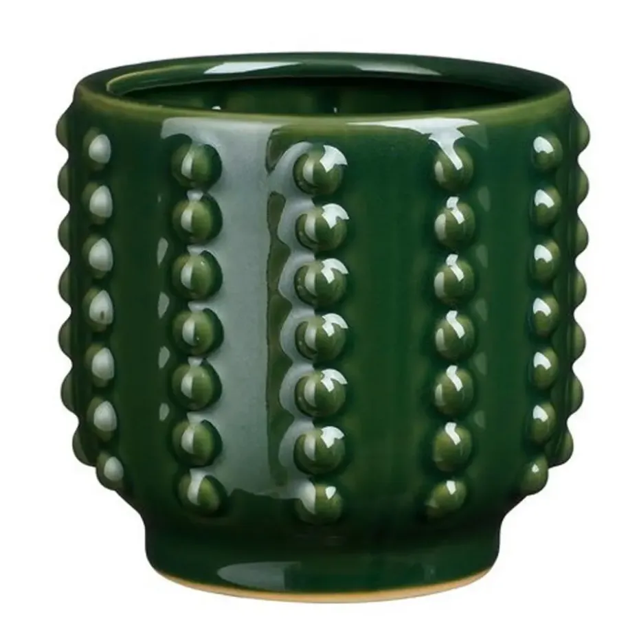 Mica Decorations Bloempot - boaz - gebobbeld - groen - 16 x 18 cm