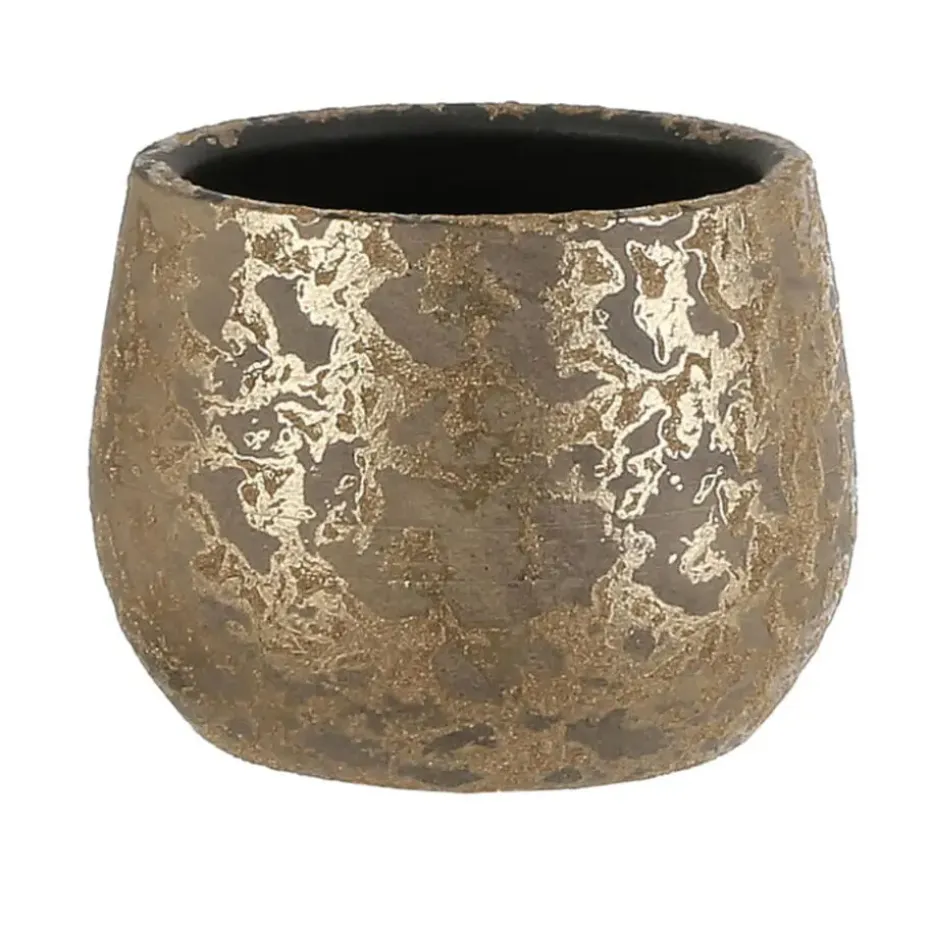 Mica Decorations Bloempot - goudkleurig - keramiek - 16 x 13 cm