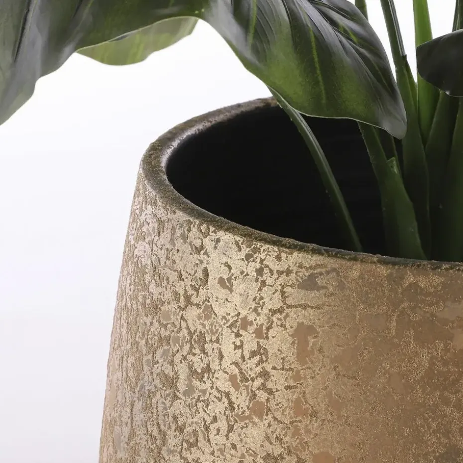 Mica Decorations Bloempot - goudkleurig - keramiek - 16 x 13 cm