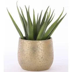 Mica Decorations Bloempot - goudkleurig - keramiek - 16 x 13 cm