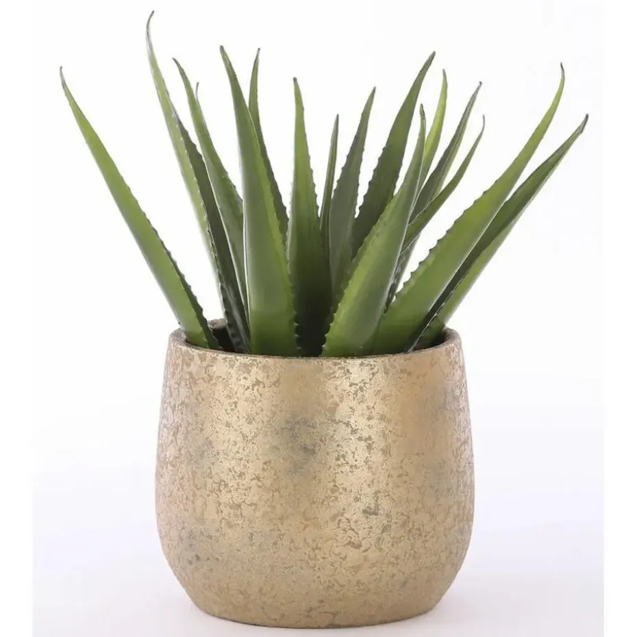 Mica Decorations Bloempot - goudkleurig - keramiek - 16 x 13 cm