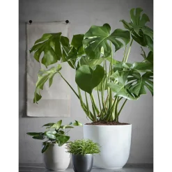 Mica Decorations Bloempot - wit - keramiek - glanzend - 31 x 28 cm