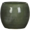 Mica Decorations Bloempot - groen - keramiek - 14 x 12 cm