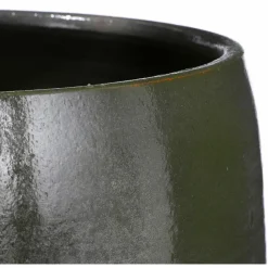 Mica Decorations Bloempot - groen - keramiek - 14 x 12 cm