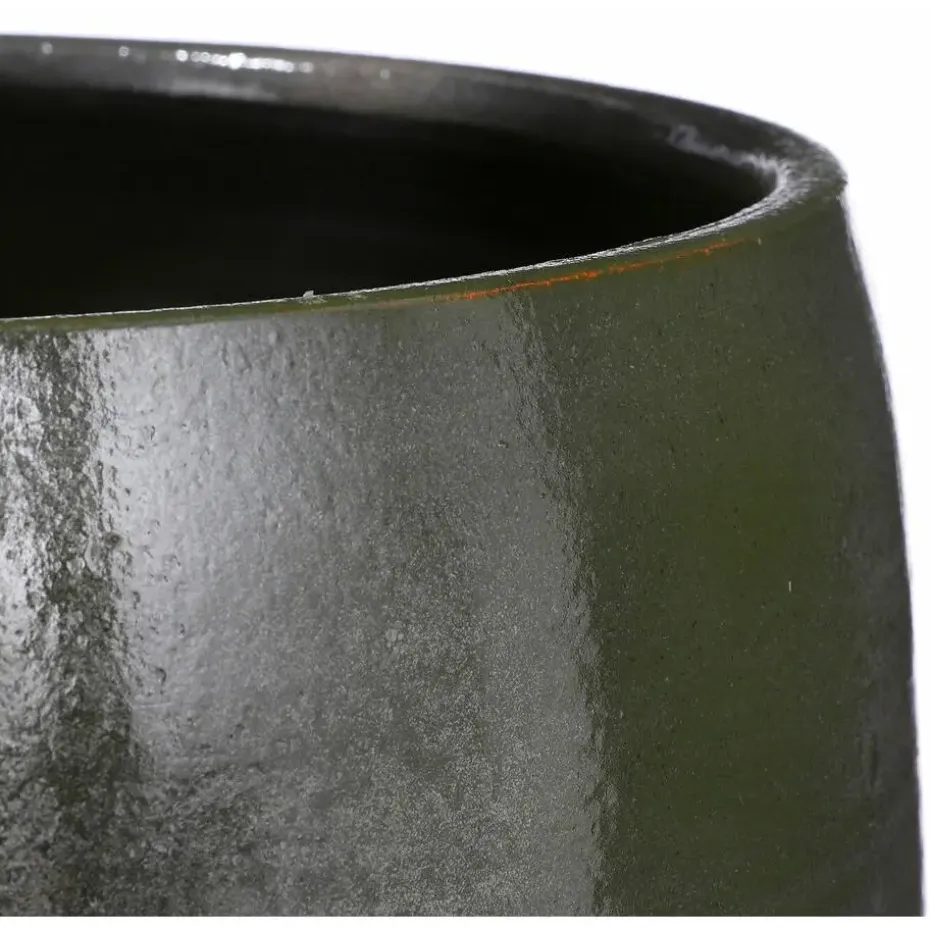 Mica Decorations Bloempot - groen - keramiek - 14 x 12 cm