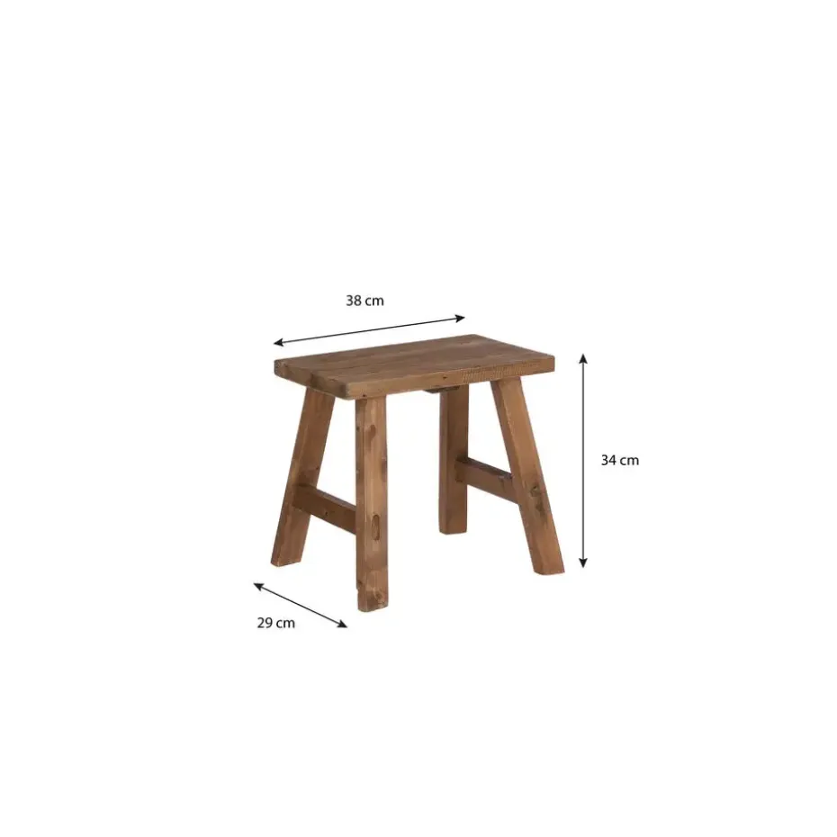 Mica Decorations Bold Houten Krukje - L38 cm - Gerecycled Hout