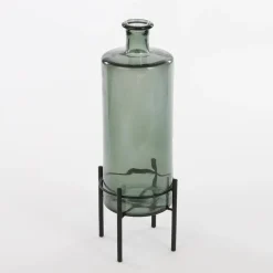 Mica Decorations Guan Glazen Fles - H40 x Ø15 cm - Groen