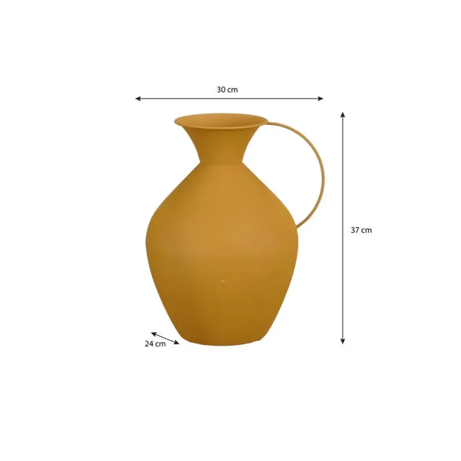 Mica Decorations Gyge Vaas - L30 x B24 x H37 cm - Metaal - Geel