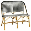 Mica Decorations Mandox Bank - L98 x B60 x H93 cm - Rotan - Zwart, Wit