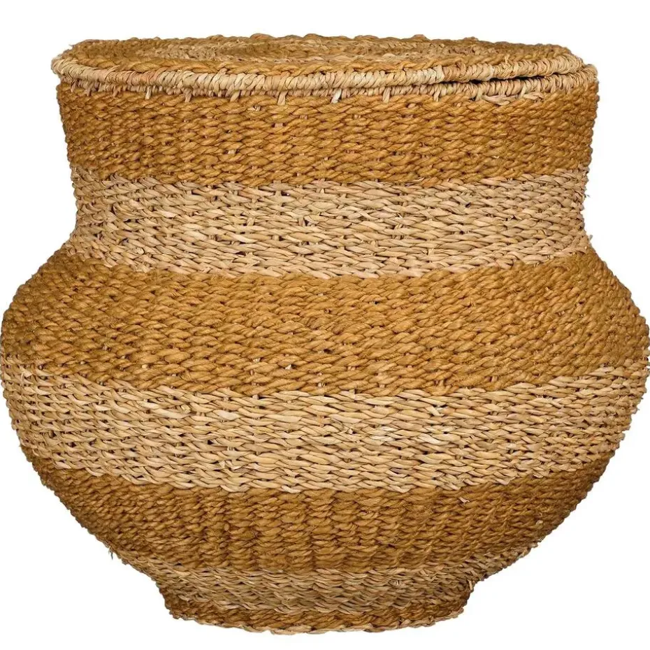 Mica Decorations Opbergmand met Deksel - H48 x Ø55 cm - Jute - Geel
