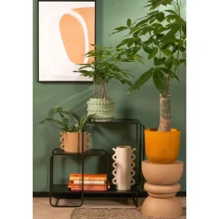 Mica Decorations Planten/bloempot Tusca - geel - D28 x H25cm