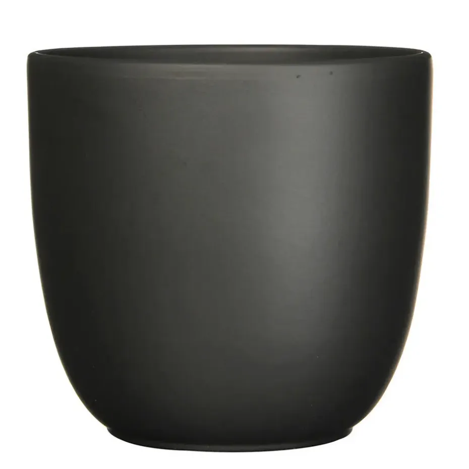 Mica Decorations Planten/bloempot Tusca - Zwart - D28/H25 cm