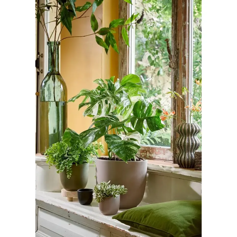 Mica Decorations Planten/bloempot Tusca - Zwart - D28/H25 cm