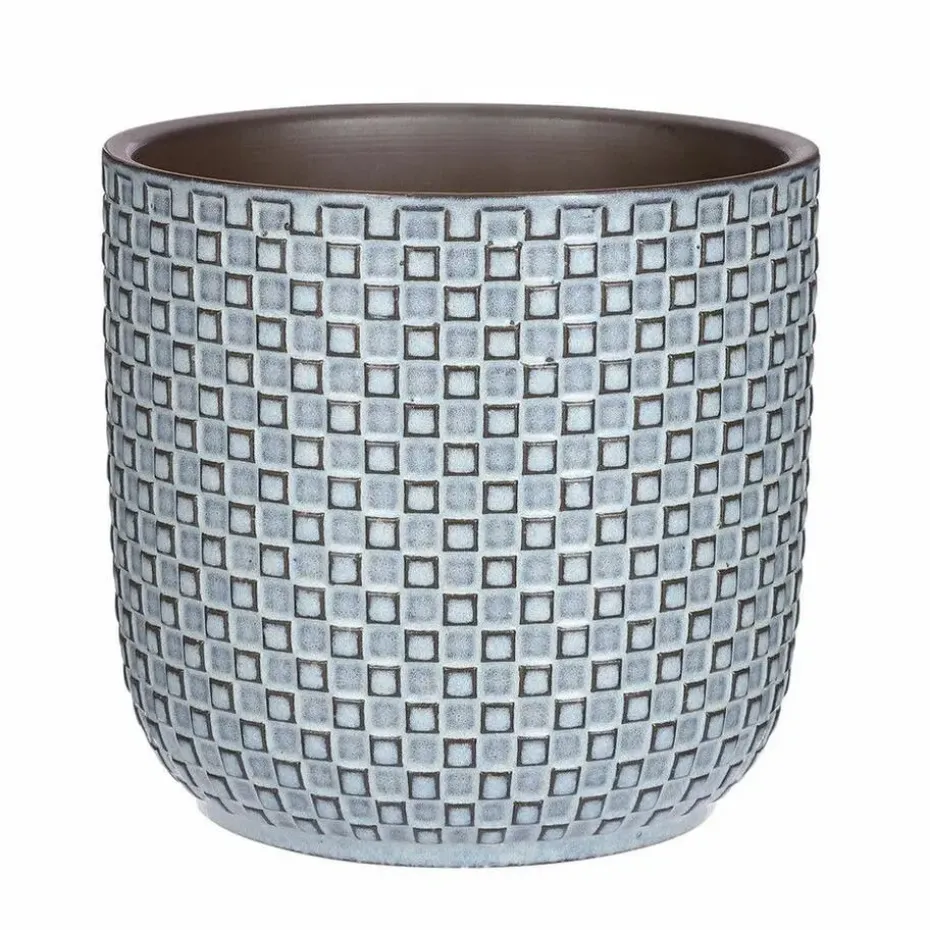 Mica Decorations Plantenpot - keramiek - blauw - D17 x H16 cm