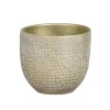 Mica Decorations Plantenpot - terracotta - champagne/wit -14x12cm