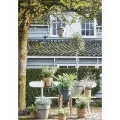 Mica Decorations Plantenpot - rotan - bruin - plantenmand - 16 x 16 cm