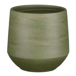 Mica Decorations Plantenpot - groen relief - terracotta - 19x18cm