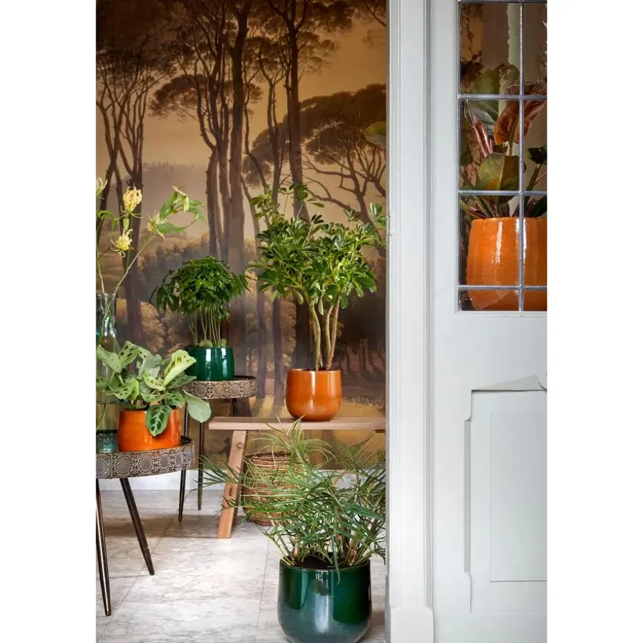 Mica Decorations Plantenpot - keramiek - geel glans - D25/H20 cm