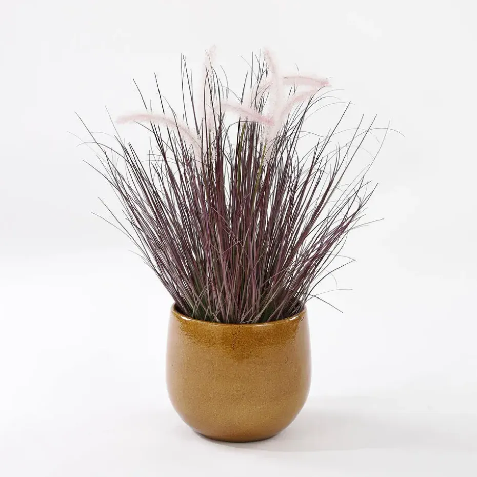 Mica Decorations Plantenpot - keramiek - geel glans - D25/H20 cm