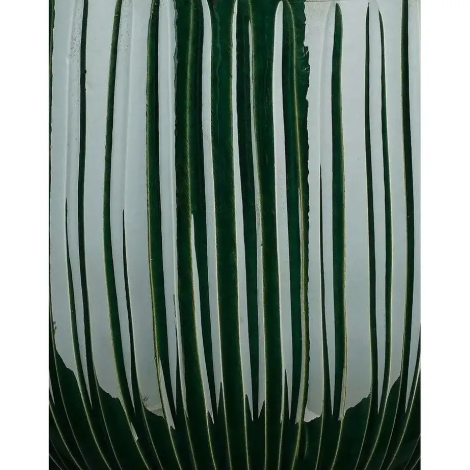 Mica Decorations Plantenpot - donkergroen - glans ribbel -27x25cm