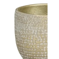 Mica Decorations Plantenpot - terracotta - champagne-wit -16x14cm