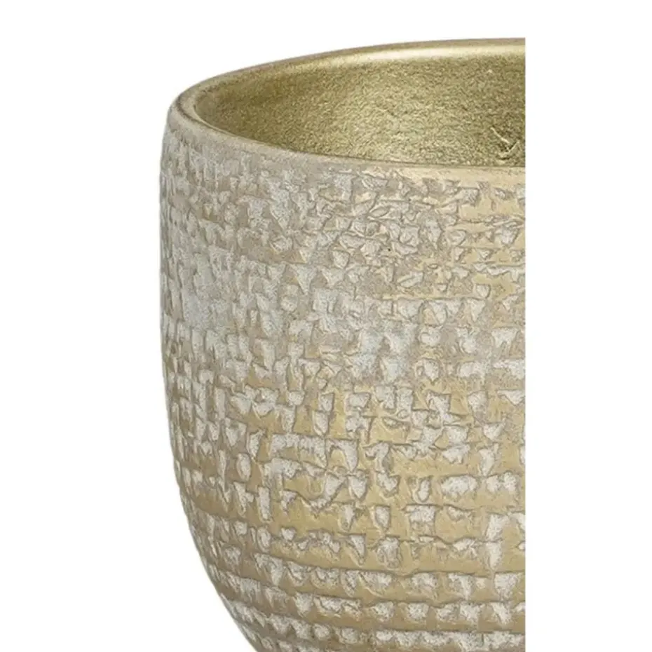 Mica Decorations Plantenpot - terracotta - champagne-wit -16x14cm