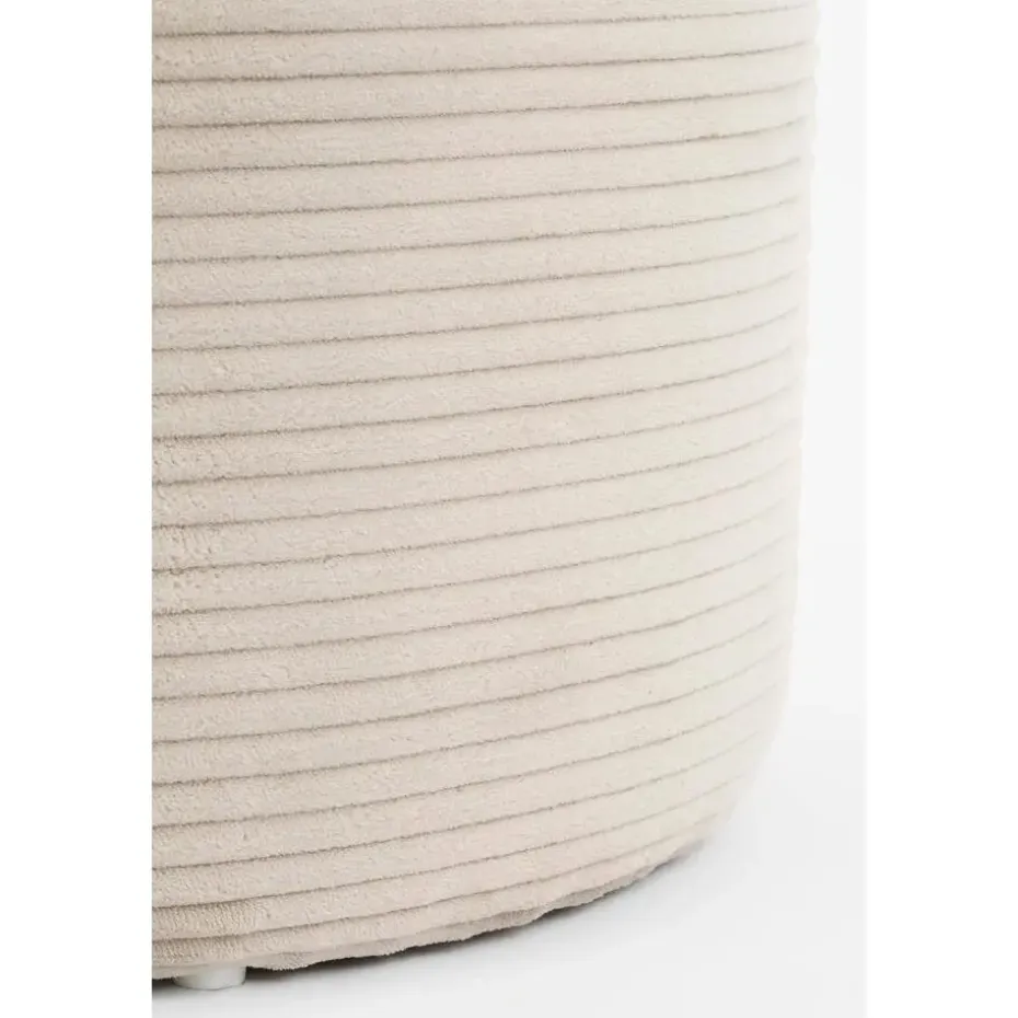 Mica Decorations Poef met Opbergruimte - H41 x Ø42 cm - Off-white