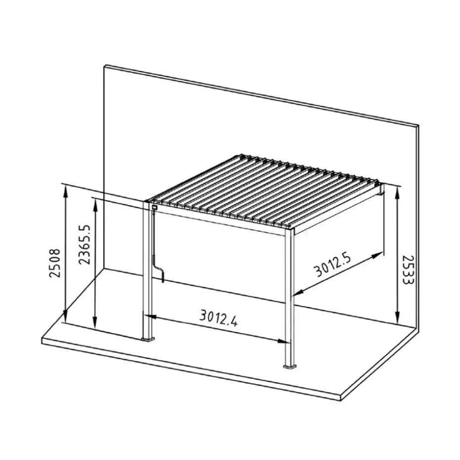 Mirador Classic overkapping muur 300 x 300 cm antraciet