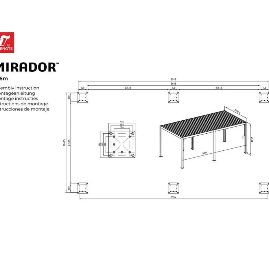 Mirador Classic terrasoverkapping 300 x 600 cmwit