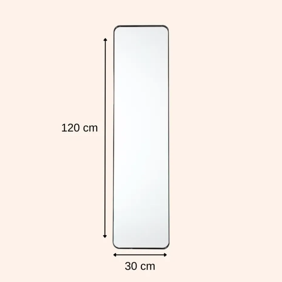 MISOU Deurspiegel Wandspiegel Passpiegel Ovaal Zwart 120x30cm Metaal