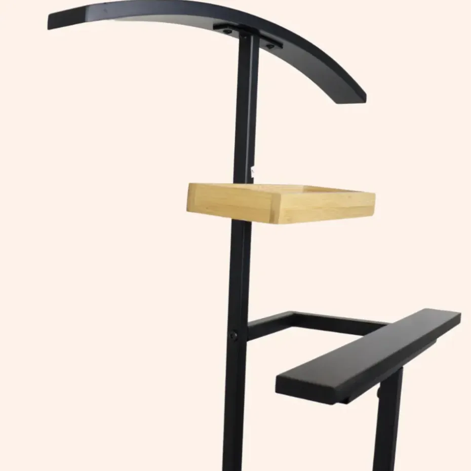 MISOU Dressboy Kledingstandaard Kledinghouder Zwart 114 cm Bamboe en metaal