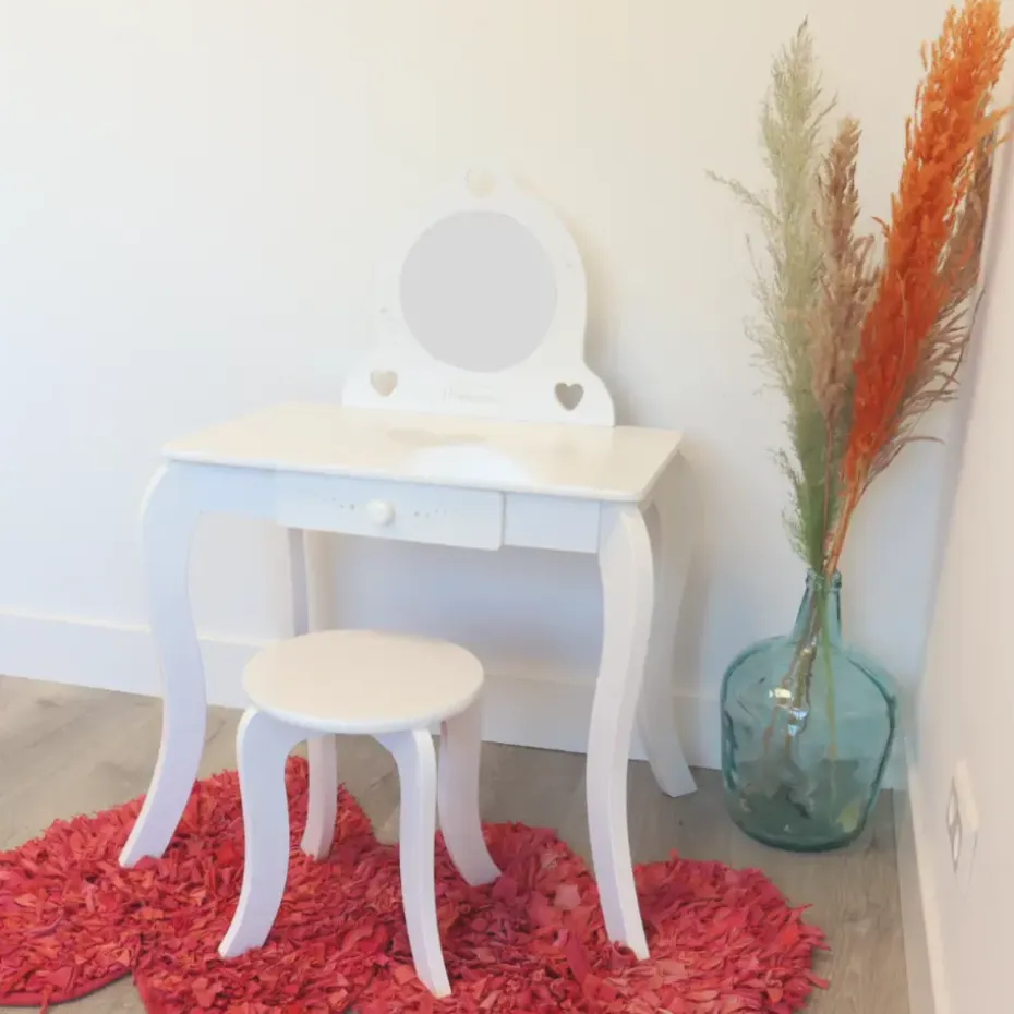 MISOU Make up Tafel voor Meisjes Kaptafel Kind met Kruk en Spiegel