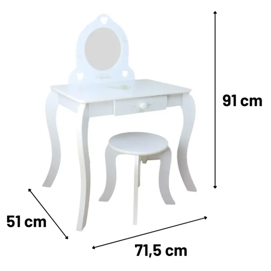 MISOU Make up Tafel voor Meisjes Kaptafel Kind met Kruk en Spiegel