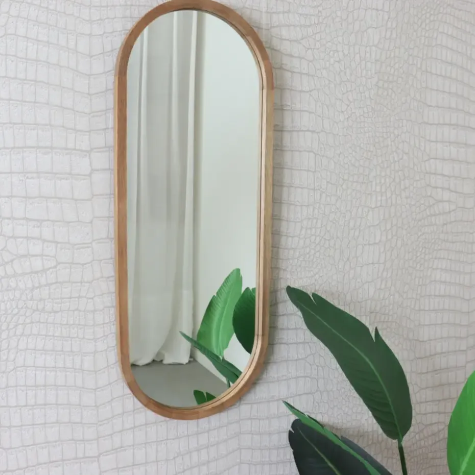 MISOU Passpiegel Ovaal Wandspiegel 35x90 cm Hout Spiegel Scandinavisch
