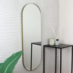 MISOU Spiegel Passpiegel Goud Ovaal Hangend 112x40cm Glas Spiegels