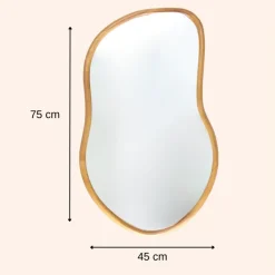MISOU Wandspiegel Spiegel Organische Vorm 75x45cm Hout