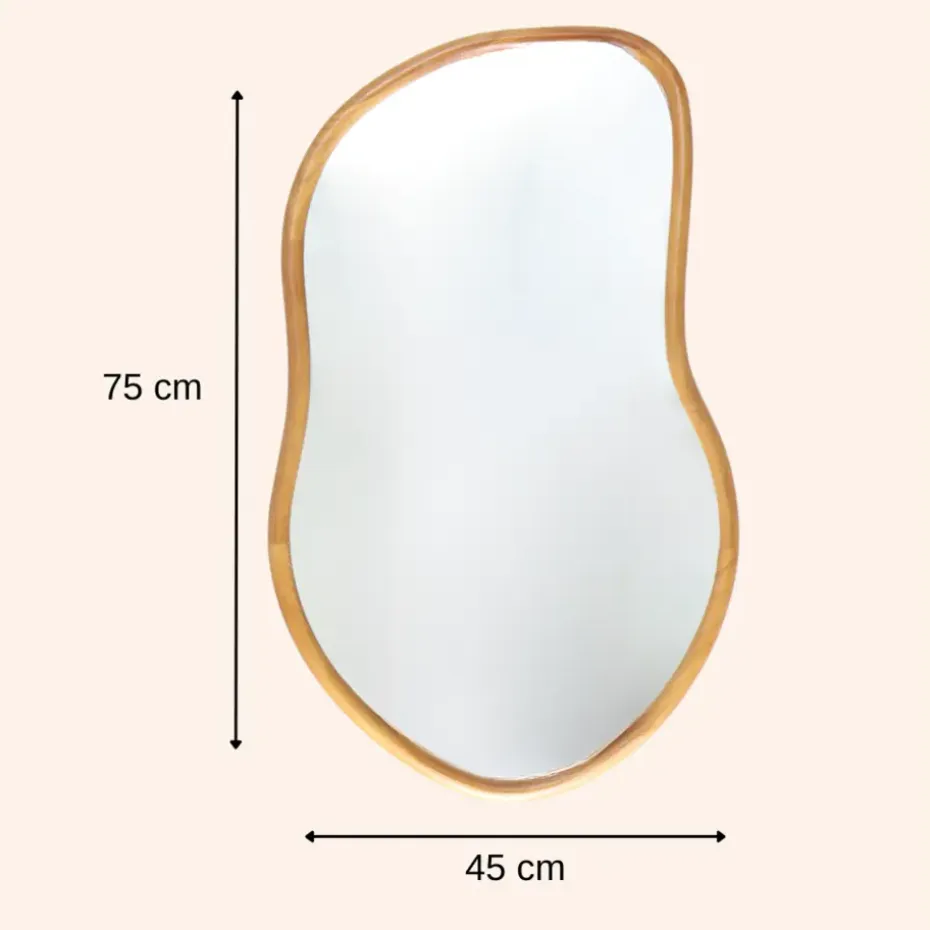MISOU Wandspiegel Spiegel Organische Vorm 75x45cm Hout