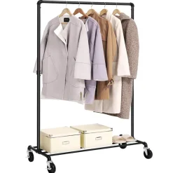 Mobiel kledingrek - 1 rail - zwart