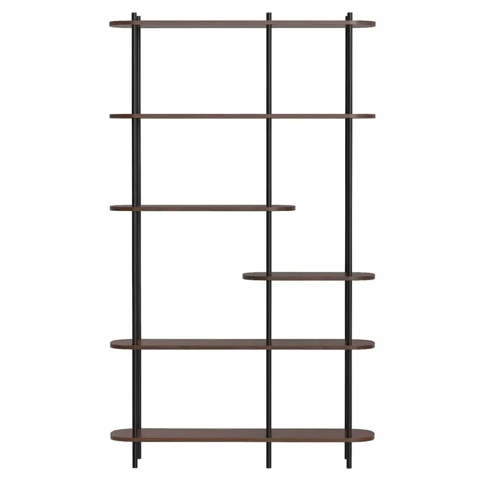 Moderne metalen en bruin houten etagère